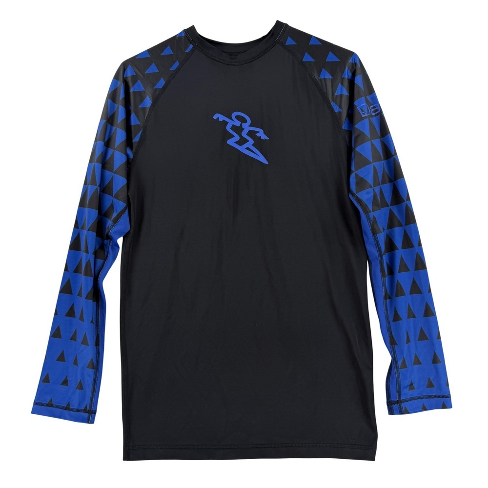 DaHui Shirt Mens Medium Black Geometric Long Sleeve Rash Guard Surf Swim Hawaii